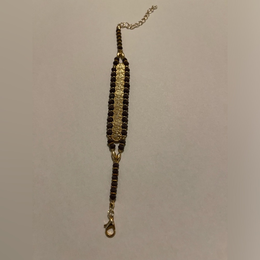 Elegant Gold and Brown Beaded Bracelet